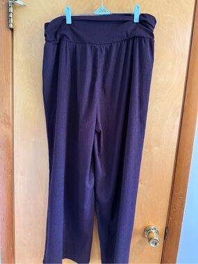 H&M Women's Wide-Leg Pull-On Pants in Deep Plum